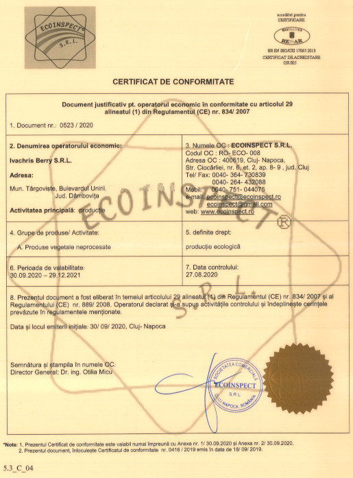 Certificat cultura ecologica afine 2020